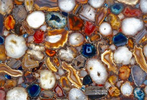 Beautiful Mixed Agates Stones Slab (Indian) - back lit
